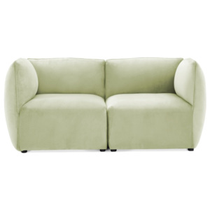 Canapea modulară cu 2 locuri Vivonita Velvet Cube, verde deschis