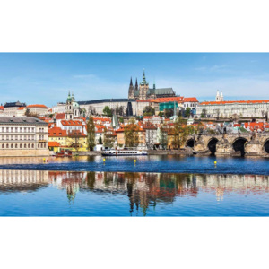 City Prague Bridge River Cathedral Fototapet, (416 x 254 cm)