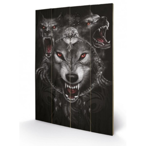 SPIRAL - wolf triad Pictură pe lemn, (40 x 59 cm)