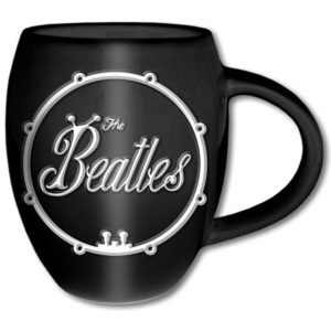 The Beatles – White On Black Bug Logo Oval Cană