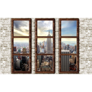 New York City Skyline Window View Fototapet, (416 x 254 cm)