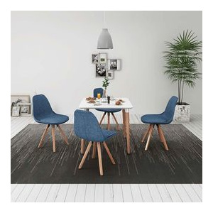 Set de masă cu scaune, 5 piese, alb și albastru