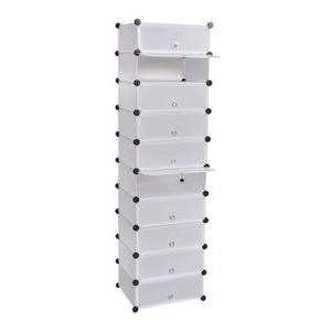Dulap modular încălțăminte cu 10 compartimente 47 x 37 x 172 cm, alb