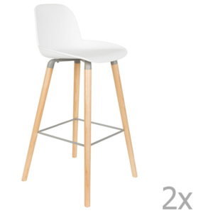 Set 2 scaune bar Zuiver Albert Kuip, înălțime scaun 75 cm, alb