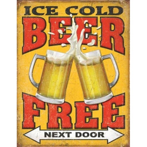 Free Beer - Next Door Placă metalică, (30 x 42 cm)