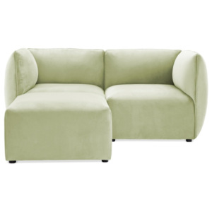 Canapea modulară cu 2 locuri și suport pentru picioare Vivonita Velvet Cube, verde deschis