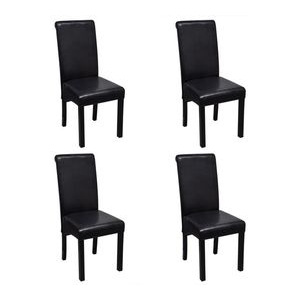 Set 4 scaune din piele artificială, negru
