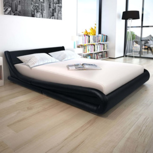 Cadru de pat, piele artificială, 160 x 200 cm, negru