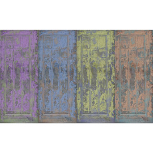 Rustic Painted Wood Doors Fototapet, (416 x 254 cm)