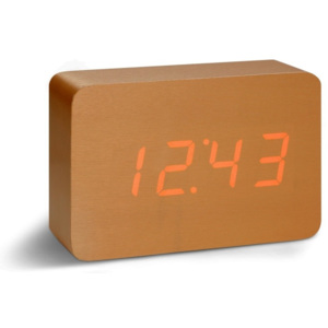 Ceas deșteptător cu LED Gingko Brick Click Clock, maro - roșu