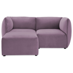 Canapea modulară cu 2 locuri și suport pentru picioare Vivonita Velvet Cube, mov lila