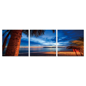 Twilight over palm trees Tablou, (150 x 50 cm)
