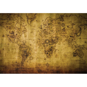 Sepia World Map Vintage Fototapet, (368 x 254 cm)