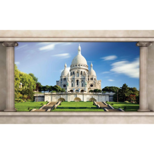 Paris Sacre Coeur Window View Fototapet, (208 x 146 cm)