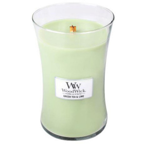 Lumânare parfumată WoodWick, aromă de ceai verde, mentă și lime, 130 ore