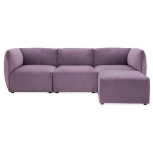 Canapea modulară cu 3 locuri și suport pentru picioare Vivonita Velvet Cube, mov lila