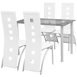 VidaXL Set masă cu scaune, 5 piese, alb