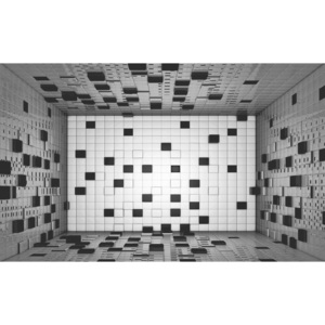 Modern Abstract Squares Black White Fototapet, (416 x 254 cm)