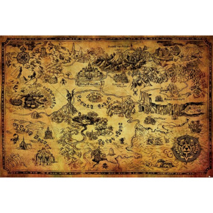 The Legend Of Zelda - Hyrule Map Poster, (91,5 x 61 cm)