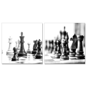 Chess - Black and White World Tablou, (240 x 120 cm)