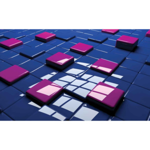 Modern Abstract Squares Blue Purple Fototapet, (416 x 254 cm)