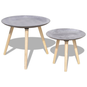 Set masă laterală/masă de cafea, 2 piese, 55 & 44 cm, gri beton