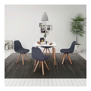 Set masă și scaune de bucătărie, alb și gri închis, 5 piese