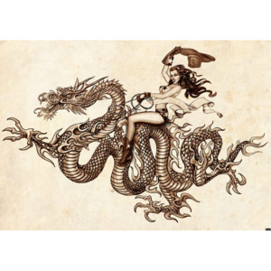 Dragon Tattoo Fototapet, (368 x 254 cm)