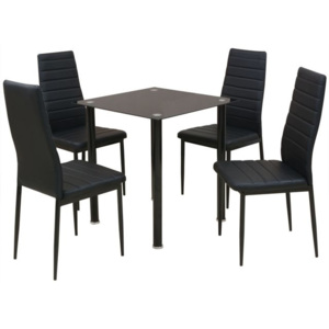 Set masă și scaune de bucătărie, 5 piese, negru