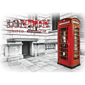 City London Telephone Box Red Fototapet, (368 x 254 cm)