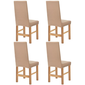 Husă elastică pentru scaune cu dungi late, bej, 4 buc