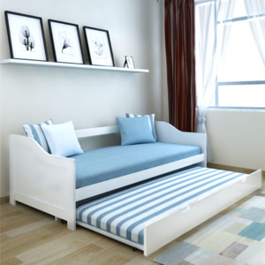 Canapea extensibilă/pat de zi din lemn pin, 200 x 90 cm, alb