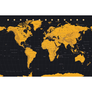 World Map - Gold World Map Poster, (91,5 x 61 cm)