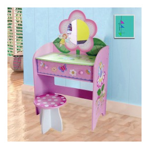SERC101 - Set masuta, scaunel, oglinda - roz, MDF masa, vanity