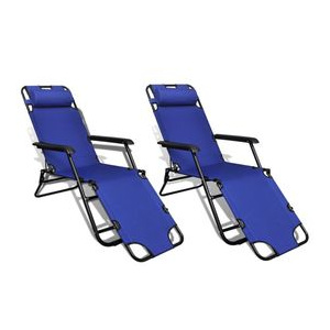 Set 2 șezlonguri reglabile pliabile Albastru