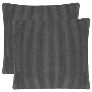 Huse de pernă din blană artificială, 80 x 80 cm, negru, 2 buc