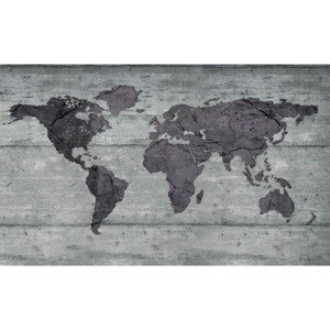World Map Concrete Texture Fototapet, (312 x 219 cm)