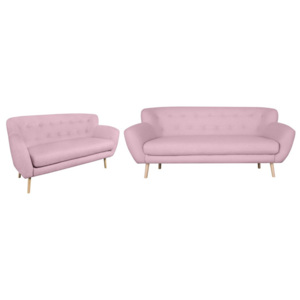 Set 2 canapele cu 2 și 3 locuri Kooko Home Pop, roz