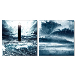Lighthouse in storm Tablou, (100 x 50 cm)