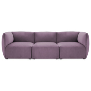 Canapea modulară cu 3 locuri Vivonita Velvet Cube, mov lila