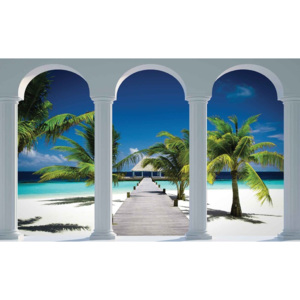 Beach Tropical Paradise Arches Fototapet, (152.5 x 104 cm)