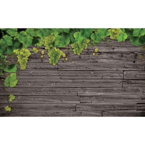 Wooden Wall Grapes Fototapet, (416 x 254 cm)