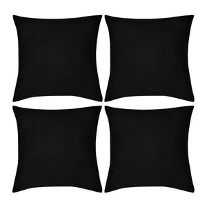 Huse de pernă din bumbac, 50 x 50 cm, negru, 4 buc