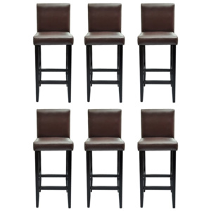 Set 6 scaune bar piele artificială Maro