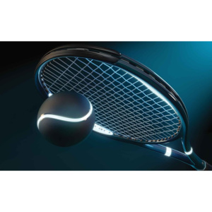 Tennis Racket Ball Neon Fototapet, (368 x 254 cm)