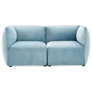 Canapea modulară cu 2 locuri Vivonita Velvet Cube, albastru deschis