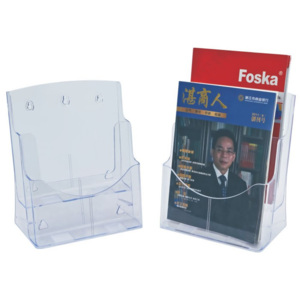 Display plastic pentru brosuri, de birou/perete, 2 x A4-portrait, KEJEA - transparent