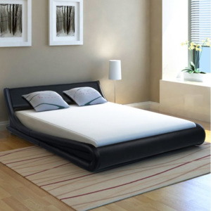 Cadru de pat din piele artificială 140 x 200 cm, Negru