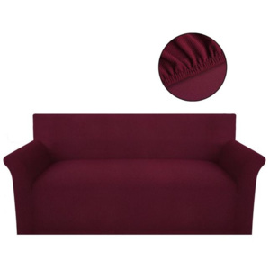 Husă elastică pentru canapea din poliester tricotat, burgund
