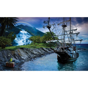 Pirate Sailing Ship Fototapet, (208 x 146 cm)
